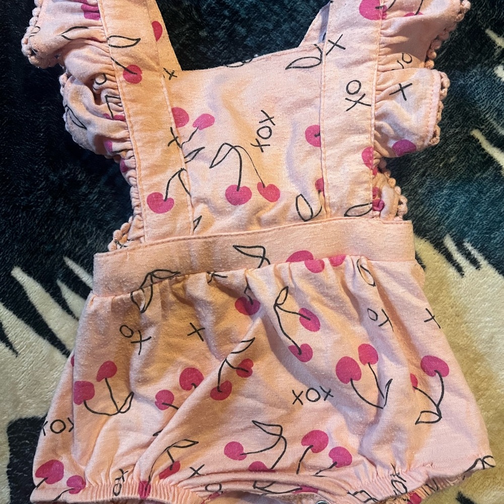 Cute Pink Romper with Cherry Print